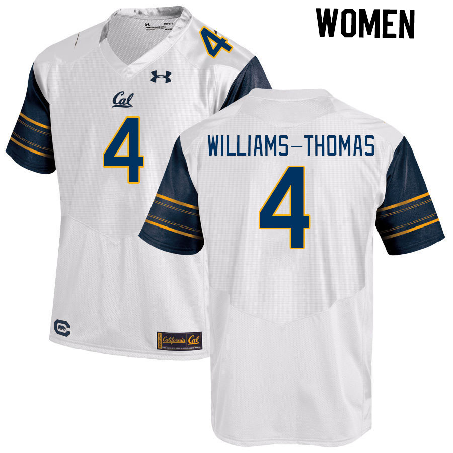 Women #4 Justin Williams-Thomas California Golden Bears College Football Jerseys Stitched Sale-White - Click Image to Close